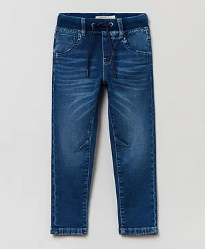 OVS Front Pockets Denim Joggers - Dark Blue
