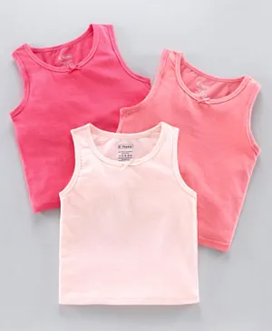 Pine Kids Bio wash & Anti microbial wash Sleeveless Biowashed Vests Pack of 3 - Pink