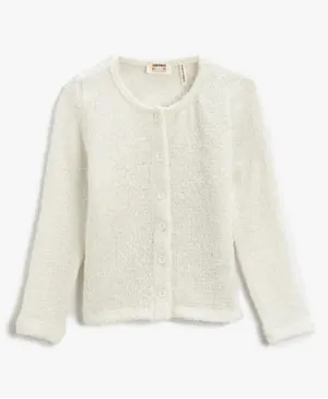 Koton Textured Knit Cardigan - White