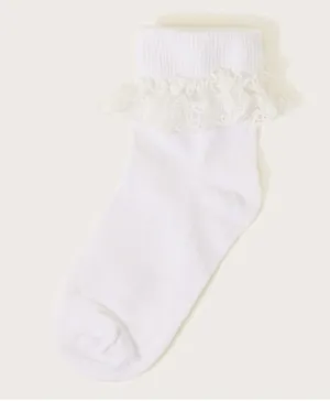 Monsoon Children Flower Lace Socks - White