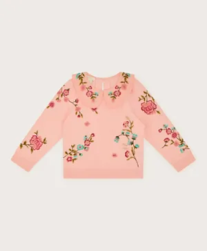 Monsoon Children Embroidered Jersey Top - Pink