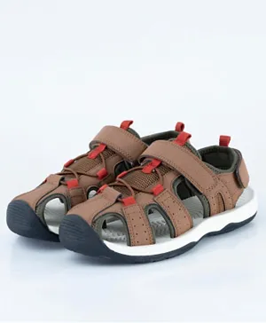 Just Kids Brands Logan Single Velcro Light Weight Adventure Sandals - Brown