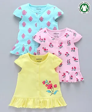 Babyoye Short Sleeves Jhabla Pack of 3 - Multicolor