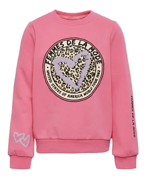 Only Kids Heart Graphic Sweatshirt - Pink