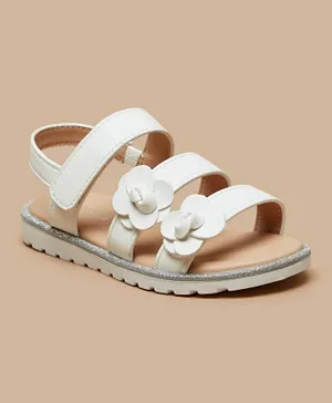 Juniors Floral Applique Sandals - White