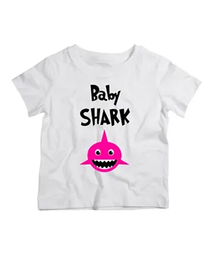 Twinkle Hands Half Sleeves Baby Shark Print - Pink