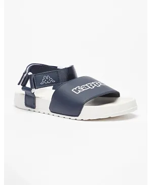 Kappa Logo Embossed Strap Sandals With Velcro Closure  - Navy