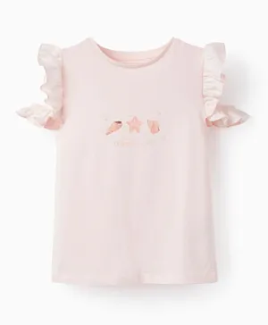 Zippy Shells T-shirt with Pearls - Pink