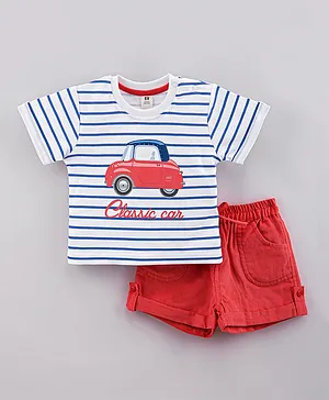 ToffyHouse Half Sleeves T-Shirt & Shorts Set - White