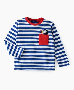 Jam Front Pocket Striped T-Shirt - Blue
