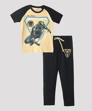 Marvel Avengers Black Panther T-shirt With Full Pant Set - Beige