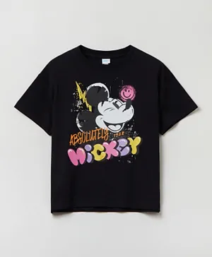 OVS Mickey Mouse Graphic T-Shirt - Black