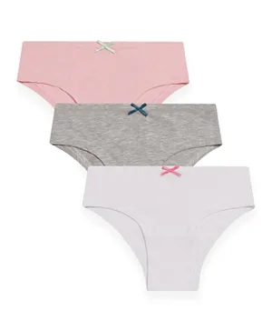 GreenTreat 3 Pack Solid Organic Cotton Briefs - Grey/Pink/White