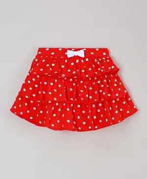 Babyhug Layered Skirt Bow Applique - Red