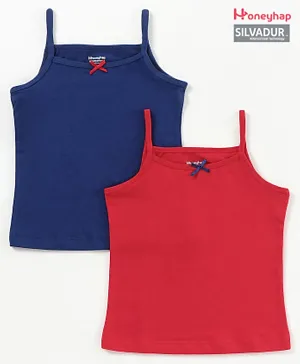 Honeyhap Cotton Sleeveless Slips with Silvadur Antimicrobial Finish Pack of 2 - Red Blue