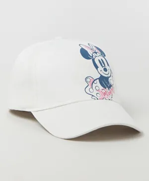 OVS Cotton Minnie Mouse Print Baseball Cap - Bright White