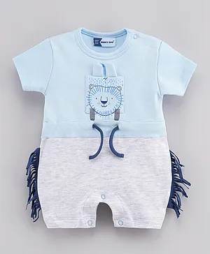 Mom's Love Half Sleeves Romper - Blue