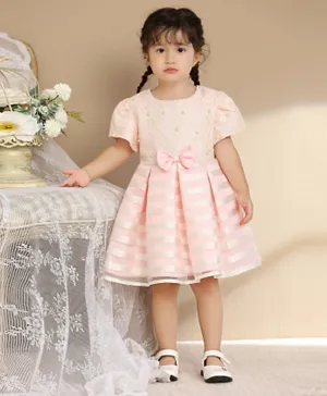 Smart Baby Lace Detail Embellished Dress - Pink