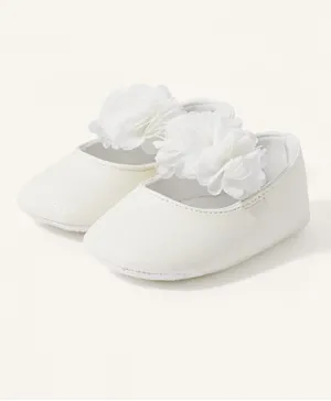 Monsoon Children Shimmer Corsage Ballerinas - White