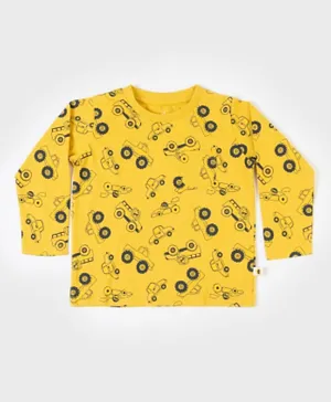 Cheekee Munkee All Over Vehicles Printed Full Sleeves T-Shirt - Yellow