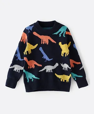 Babyqlo Dino Printed Sweater - Multicolor