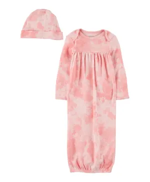 Carter's 2 Piece Tie Dye Sleep Gown & Cap Set - Pink