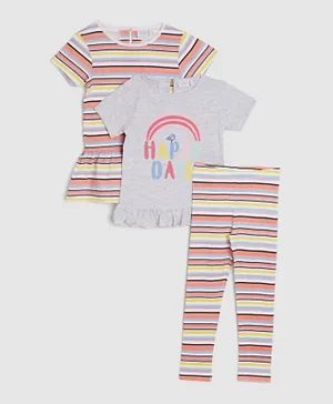 R&B Kids Striped Top with Leggings Set - Multicolor