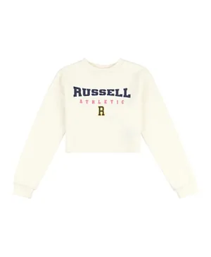 Russell Athletics Graphic Croped Sweatshirt - White