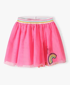 Minoti Rainbow Embellished Tulle Layered Skirt With Sequins - Neon Pink