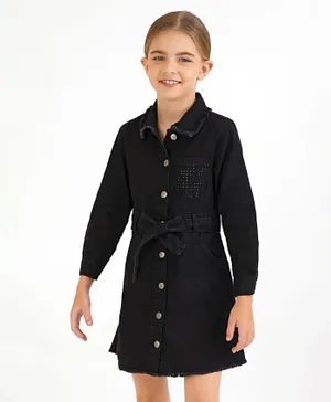 LC Waikiki Basic Collar Jean Dress - Black