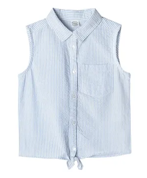 SMYK Basic Collar Neck Striped Shirt - Blue