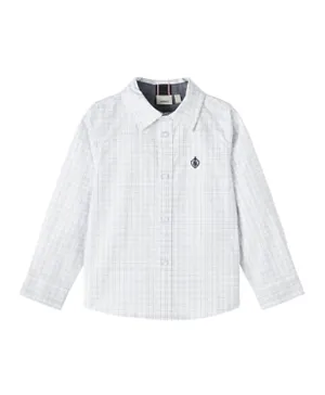 Name It All Over Checked Button Closure Shirt - White