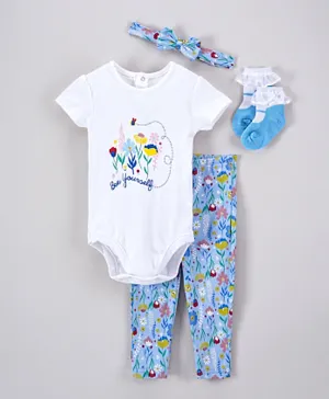 Lily and Jack Bee Yourself Bodysuit with Leggings And Socks and Headband Set - White