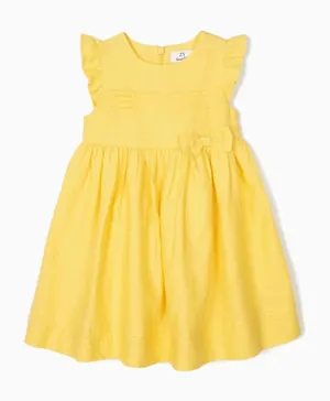 Zippy Ruffle Sleeves Dress - Yellow