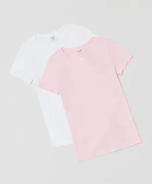 OVS Round Neck Solid 2 Pack Under Shirts - Pink Mist
