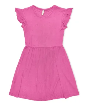 Only Kids Frill Sleeves Dress - Super Pink