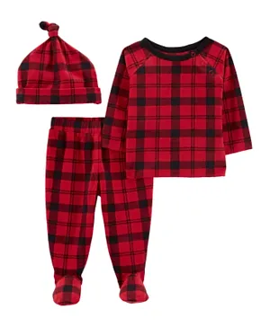 Carter's 3 Piece Plaid Outfit Set - Red