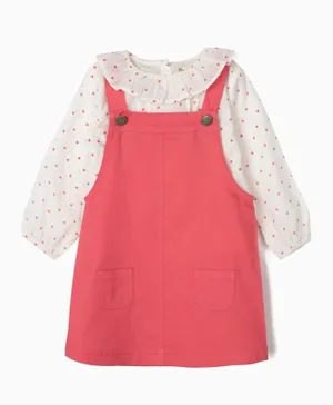 Zippy Baby Patch Pocket Dress with Floral Inner Tee - Raputre Rose