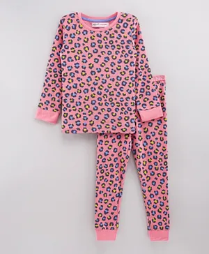 Minoti 2 Piece Leopard Pyjama Set - Pink