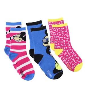 Disney Mickey Mouse Pack of 3 Kids Socks - Multicolour