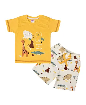 Smart Baby Animal T-Shirt with Shorts - Multicolor