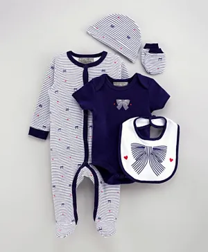 Rock a Bye Baby 5Pc Bow Gift Set - Navy