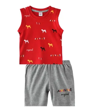 Smart Baby Adventure Original T-Shirt with Shorts - Red and Grey