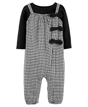 Carter's 2 Piece Tee & Checkered Jumpsuit Set - Black
