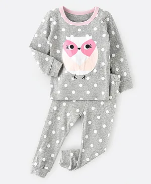 Lamar Kids Round Neck Elastic Waist Pajama Set - Grey