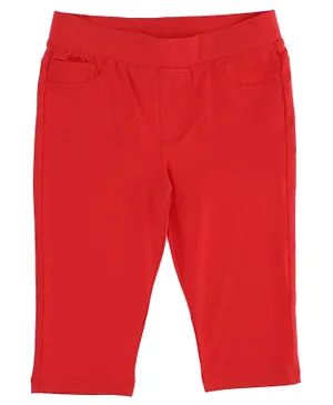 Original Marine Cropped Leggings with Fake Pocket on front and back pockets and internal Elastic at waist- Red