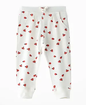 Jelliene All Over Printed Knit Lounge Pants - White