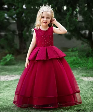 Babyqlo Mesh Layered Party Dress - Red
