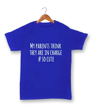 Cheeky Micky My Parents Think They Are In Charge Cotton T-Shirt - Blue