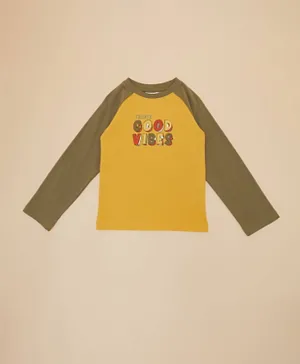 R&B Kids Good Vibes Graphic T-Shirt - Yellow & Olive
